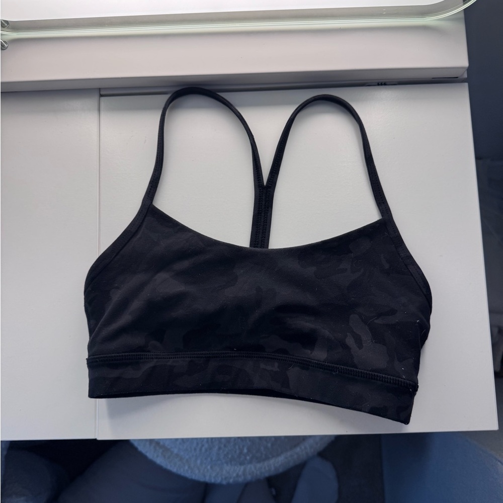 Lululemon Flow Y Black Camouflage Sports Bra